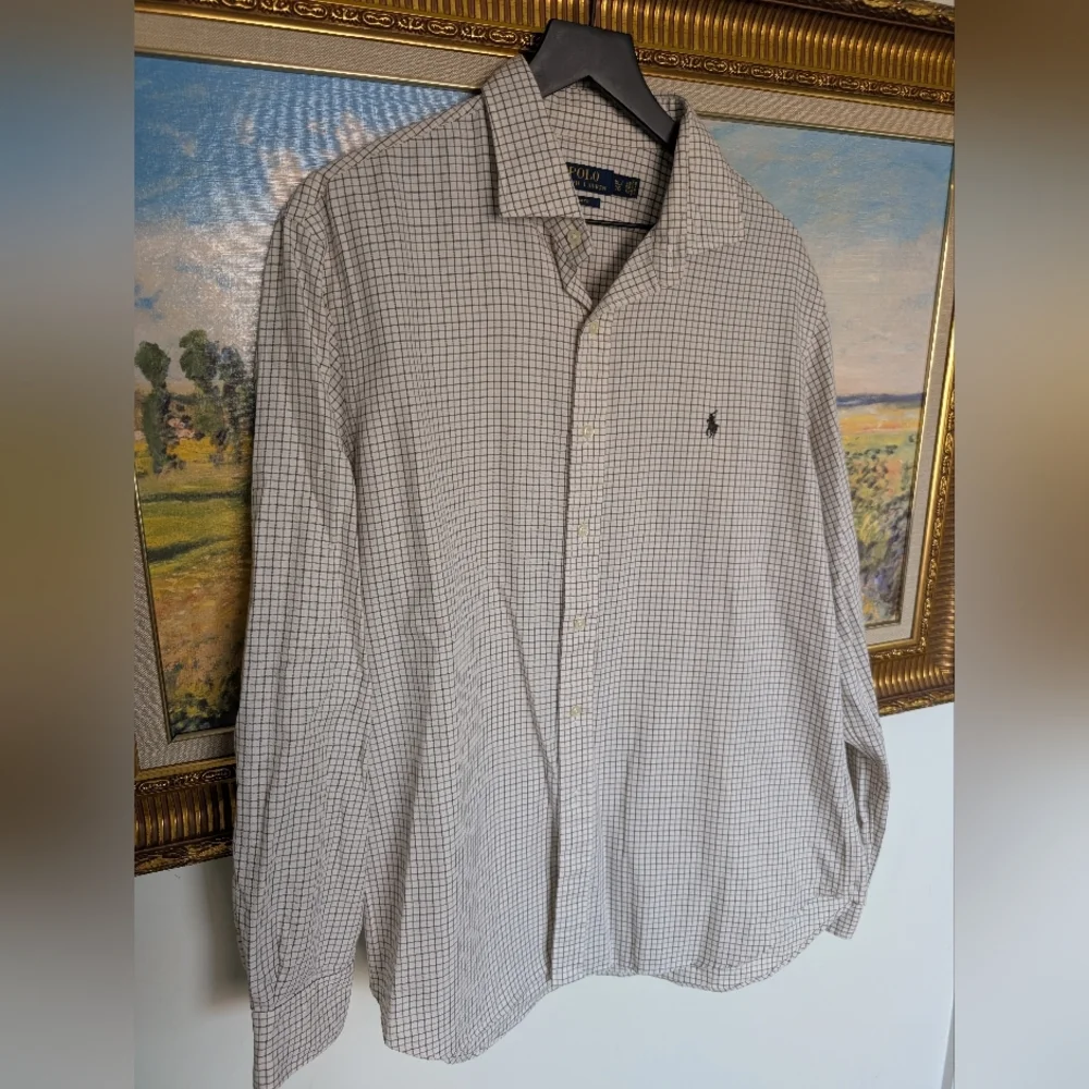 Polo Ralph Lauren Beige Black Checkered Shirt